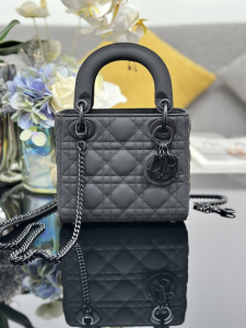 Dior Mini Lady Dior Tote Shoulder Bag Black Ultramatte Cannage Calfskin Dior Mini Lady Dior Tote Shoulder Bag Black Ultramatte Cannage Calfskin