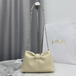 Dior Small Dior Bow Chain Shoulder Bag Beige Lambskin Leather Dior Small Dior Bow Chain Shoulder Bag Beige Lambskin Leather