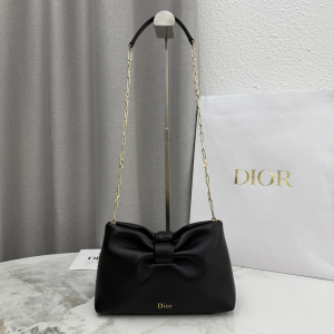 Dior Small Dior Bow Chain Shoulder Bag Black Lambskin Leather Dior Small Dior Bow Chain Shoulder Bag Black Lambskin Leather
