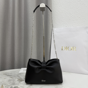 Dior Small Dior Bow Chain Shoulder Bag Black Lambskin Leather Dior Small Dior Bow Chain Shoulder Bag Black Lambskin Leather