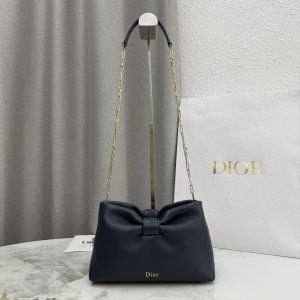Dior Small Dior Bow Chain Shoulder Bag Navy Blue Lambskin Leather Dior Small Dior Bow Chain Shoulder Bag Navy Blue Lambskin Leather