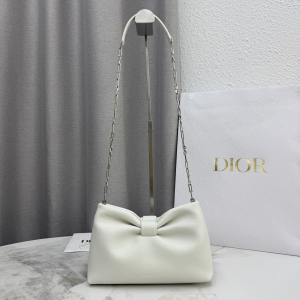 Dior Small Dior Bow Chain Shoulder Bag White Lambskin Leather Dior Small Dior Bow Chain Shoulder Bag White Lambskin Leather