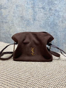Saint Laurent Jamie Shoulder Pouch Bag Dark Brown Suede Leather Saint Laurent Jamie Shoulder Pouch Bag Dark Brown Suede Leather