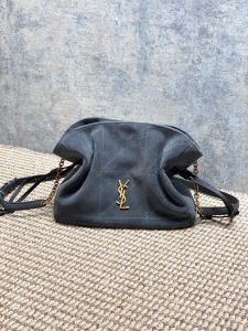 Saint Laurent Jamie Shoulder Pouch Bag Dark Gray Suede Leather Saint Laurent Jamie Shoulder Pouch Bag Dark Gray Suede Leather