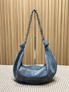Saint Laurent Large Amalia Gray Suede Calfskin Hobo Shoulder Bag Saint Laurent Large Amalia Gray Suede Calfskin Hobo Shoulder Bag