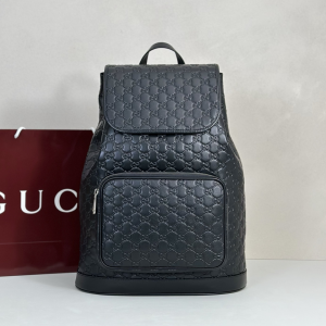 Gucci GG Emblem Medium Backpack Bag Black GG Embossed Smooth Leather Gucci GG Emblem Medium Backpack Bag Black GG Embossed Smooth Leather