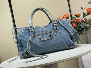 Balenciaga Large Le City Denim Blue Tote Shoulder Bag Balenciaga Large Le City Denim Blue Tote Shoulder Bag