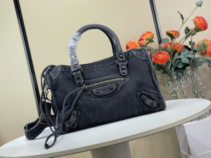 Balenciaga Small Le City Denim Black Tote Shoulder Bag Balenciaga Small Le City Denim Black Tote Shoulder Bag