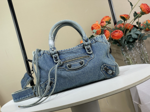 Balenciaga Small Le City Denim Blue Tote Shoulder Bag Balenciaga Small Le City Denim Blue Tote Shoulder Bag