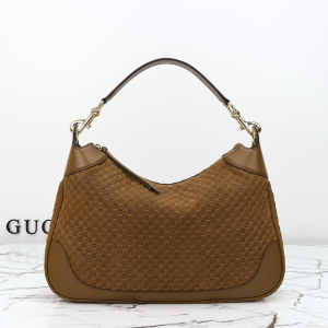 Gucci Medium B Brown Suede GG Embossed Leather Shoulder Bag Gucci Medium B Brown Suede GG Embossed Leather Shoulder Bag