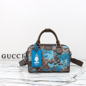 Gucci Small GG Duffle Bag Blue Camouflage GG Monogram Canvas Gucci Small GG Duffle Bag Blue Camouflage GG Monogram Canvas