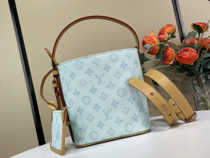 Louis Vuitton All in BB Light Blue Monogram Canvas Bucket Shoulder Bag Louis Vuitton All in BB Light Blue Monogram Canvas Bucket Shoulder Bag