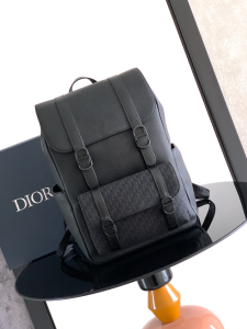 Dior Daily Backpack with Flap Black Grained Calfskin Dior Daily Backpack with Flap Black Grained Calfskin
