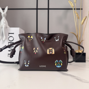 Loewe x Louis Wain Cats Small Flamenco Clutch Bag Dark Brown Nappa Calfskin Loewe x Louis Wain Cats Small Flamenco Clutch Bag Dark Brown Nappa Calfskin