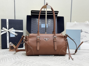 Prada Medium Bonnie Antiqued Leather Tote Bag Brown Prada Medium Bonnie Antiqued Leather Tote Bag Brown