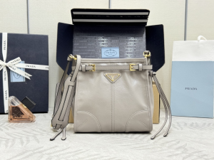 Prada Small Bonnie Leather Shoulder Bag Light Gray Prada Small Bonnie Leather Shoulder Bag Light Gray