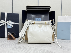 Prada Small Bonnie Leather Shoulder Bag White Prada Small Bonnie Leather Shoulder Bag White