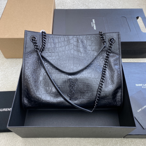 Saint Laurent Niki Barley Black Crocodile Embossed Leather Shopping Tote Bag Saint Laurent Niki Barley Black Crocodile Embossed Leather Shopping Tote Bag