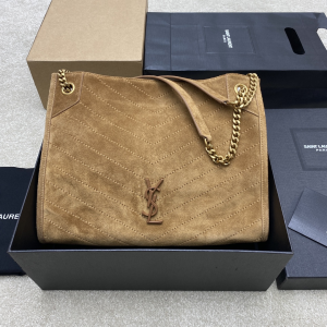 Saint Laurent Niki Barley Brown Suede Calfskin Leather Shopping Tote Bag Saint Laurent Niki Barley Brown Suede Calfskin Leather Shopping Tote Bag