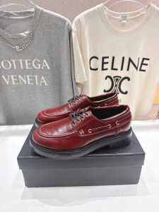 Chanel CC Lace Up Red Leather Derby Shoes Chanel CC Lace Up Red Leather Derby Shoes