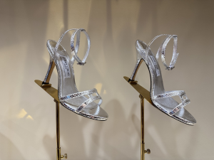 Jimmy Choo Anise Silver Leather Mules Sandals 100MM Jimmy Choo Anise Silver Leather Mules Sandals 100MM