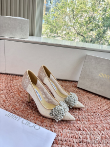 Jimmy Choo Romy Alia Mesh Lace Crystal Embellished Pumps Beige 85MM Jimmy Choo Romy Alia Mesh Lace Crystal Embellished Pumps Beige 85MM