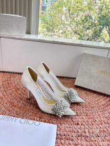 Jimmy Choo Romy Alia Mesh Lace Crystal Embellished Pumps White 85MM Jimmy Choo Romy Alia Mesh Lace Crystal Embellished Pumps White 85MM