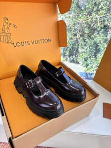 Louis Vuitton LV Checker Mary Jane Shoes Red Calfskin Leather Louis Vuitton LV Checker Mary Jane Shoes Red Calfskin Leather