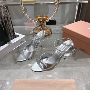 Miu Miu Mordore Patent Leather Sandals with Bow Silver 85MM Miu Miu Mordore Patent Leather Sandals with Bow Silver 85MM