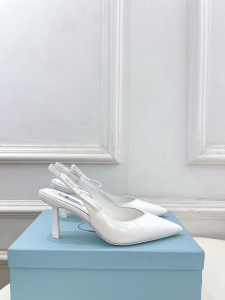 Prada White Patent Leather Slingback Pumps 75MM Prada White Patent Leather Slingback Pumps 75MM