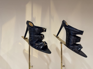 Saint Laurent Emilie Black Leather High Heeled Mules Sandals 100MM Saint Laurent Emilie Black Leather High Heeled Mules Sandals 100MM