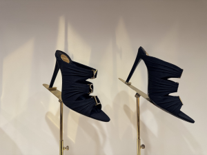 Saint Laurent Emilie Black Satin High Heeled Mules Sandals 100MM Saint Laurent Emilie Black Satin High Heeled Mules Sandals 100MM