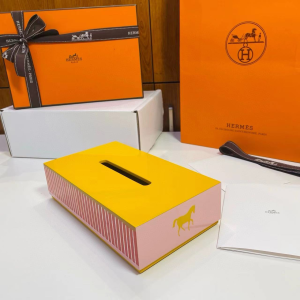 Hermes animaux nattes tissue box Yellow Hermes animaux nattes tissue box Yellow