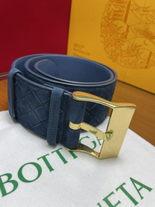 Bottega Veneta Watch Buckle Large Belt Navy Blue Intrecciato Suede Leather 60MM Bottega Veneta Watch Buckle Large Belt Navy Blue Intrecciato Suede Leather 60MM