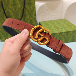 Gucci Bamboo Double G Buckle Brown Suede Leather Belt 30MM Gucci Bamboo Double G Buckle Brown Suede Leather Belt 30MM