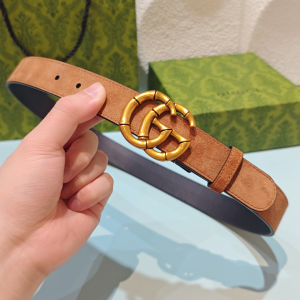 Gucci Bamboo Double G Buckle Tan Suede Leather Belt 30MM Gucci Bamboo Double G Buckle Tan Suede Leather Belt 30MM