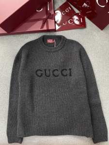 Gucci Wool Cashmere Rib Knit Sweater Dark Gray Gucci Wool Cashmere Rib Knit Sweater Dark Gray