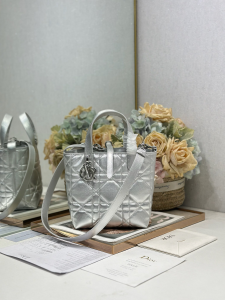 Dior Small Dior Toujours Vertical Tote Shoulder Crossbody Bag Silver Iridescent Metallic Macrocannage Calfskin Dior Small Dior Toujours Vertical Tote Shoulder Crossbody Bag Silver Iridescent Metallic Macrocannage Calfskin