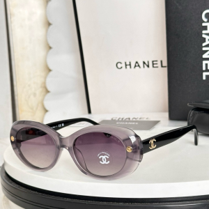 Chanel CC Logo Oval Luxury Eyewear Sunglasses CH9178 Gray Black Chanel CC Logo Oval Luxury Eyewear Sunglasses CH9178 Gray Black