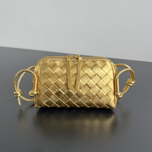 Bottega Veneta Zip Leather Pouch Shoulder Bag Gold Bottega Veneta Zip Leather Pouch Shoulder Bag Gold
