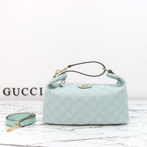 Gucci Medium Vanity Top Handle Bag Icy Blue GG Canvas Gucci Medium Vanity Top Handle Bag Icy Blue GG Canvas