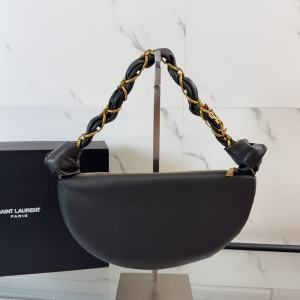 Saint Laurent Small Amalia Black lambskin Leather Hobo Shoulder Bag Saint Laurent Small Amalia Black lambskin Leather Hobo Shoulder Bag