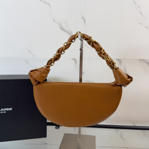 Saint Laurent Small Amalia Brown lambskin Leather Hobo Shoulder Bag Saint Laurent Small Amalia Brown lambskin Leather Hobo Shoulder Bag