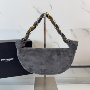 Saint Laurent Small Amalia Gray Suede Leather Hobo Shoulder Bag Saint Laurent Small Amalia Gray Suede Leather Hobo Shoulder Bag