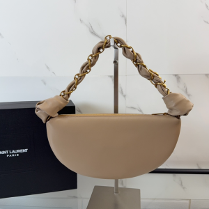 Saint Laurent Small Amalia Light Gray lambskin Leather Hobo Shoulder Bag Saint Laurent Small Amalia Light Gray lambskin Leather Hobo Shoulder Bag