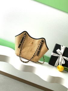 Chanel Small Shopping Bag Beige Braided Raffia and Calfskin Chanel Small Shopping Bag Beige Braided Raffia and Calfskin