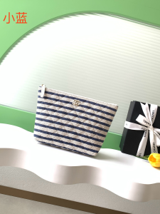 Chanel Small Zipped Case Blue White Printed Fabric Chanel Small Zipped Case Blue White Printed Fabric