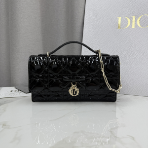 Dior My Dior Mini Crossbody Bag with Bow Black Patent Cannage Calfskin Dior My Dior Mini Crossbody Bag with Bow Black Patent Cannage Calfskin