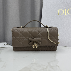 Dior My Dior Mini Crossbody Bag with Bow Gray Cannage Lambskin Dior My Dior Mini Crossbody Bag with Bow Gray Cannage Lambskin