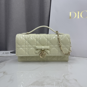 Dior My Dior Mini Crossbody Bag with Bow Off White Patent Cannage Calfskin Dior My Dior Mini Crossbody Bag with Bow Off White Patent Cannage Calfskin